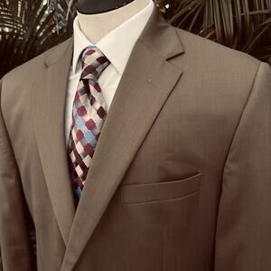 Jos A Bank Sport Coat 46R Traveler Collection Light Brown Tailored Fit